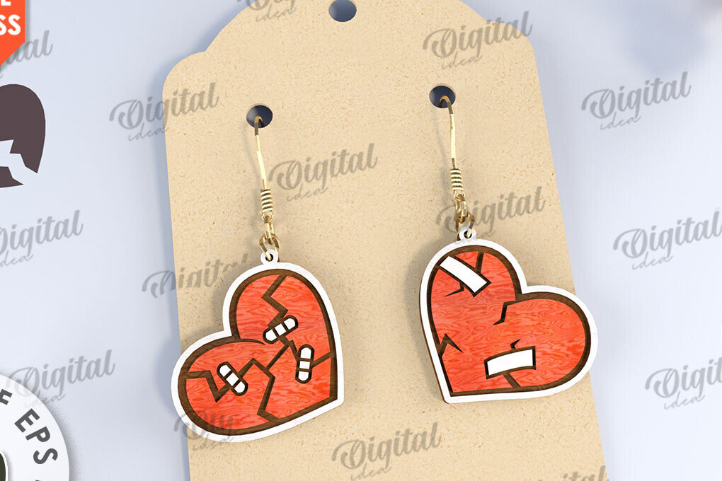 Σετ των 3 Intra απο ξύλο plywood 3mm-4mm πάχος Σκουλαρίκια κατά του Αγίου Βαλεντίνου Δίασταση 3x3 cm INTRAFABR-111678778