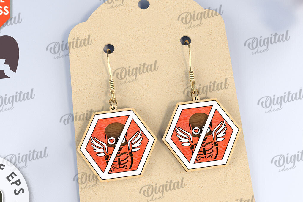 Σετ των 3 Intra απο ξύλο plywood 3mm-4mm πάχος Σκουλαρίκια κατά του Αγίου Βαλεντίνου Δίασταση 3x3 cm INTRAFABR-111678800