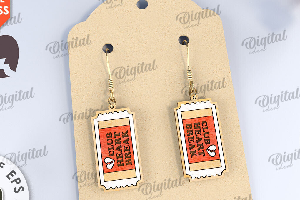 Σετ των 3 Intra απο ξύλο plywood 3mm-4mm πάχος Σκουλαρίκια κατά του Αγίου Βαλεντίνου Δίασταση 3x3 cm INTRAFABR-111678860