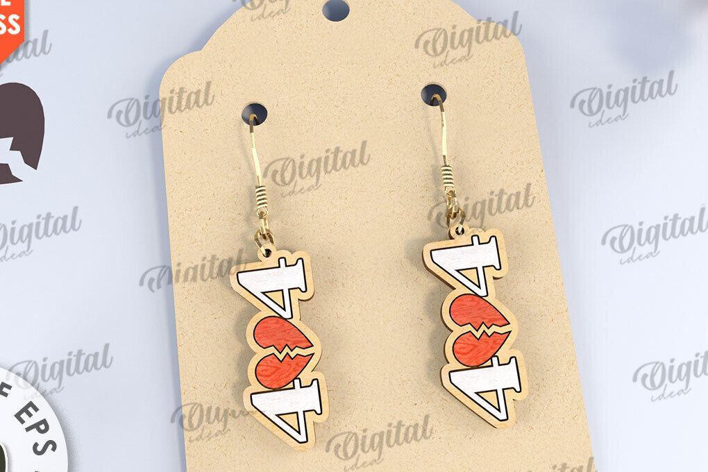 Σετ των 3 Intra απο ξύλο plywood 3mm-4mm πάχος Σκουλαρίκια κατά του Αγίου Βαλεντίνου Δίασταση 3x3 cm INTRAFABR-111678893