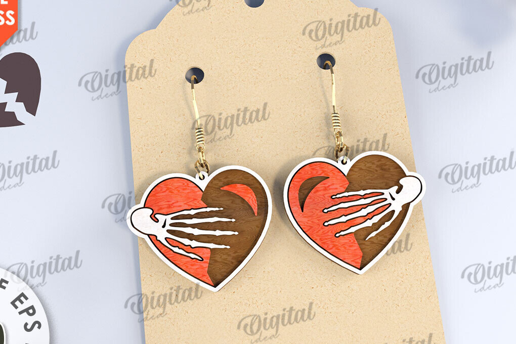 Σετ των 3 Intra απο ξύλο plywood 3mm-4mm πάχος Σκουλαρίκια κατά του Αγίου Βαλεντίνου Δίασταση 3x3 cm INTRAFABR-111678526