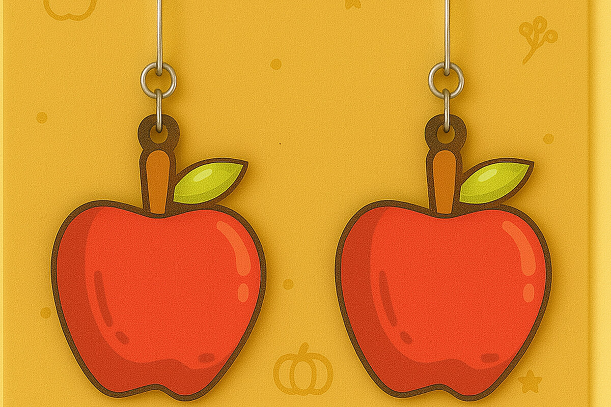 Σετ των 3 Intra απο ξύλο plywood 3mm-4mm πάχος Σκουλαρίκια Apple Δίασταση 3x3 cm INTRAFABR-125294347