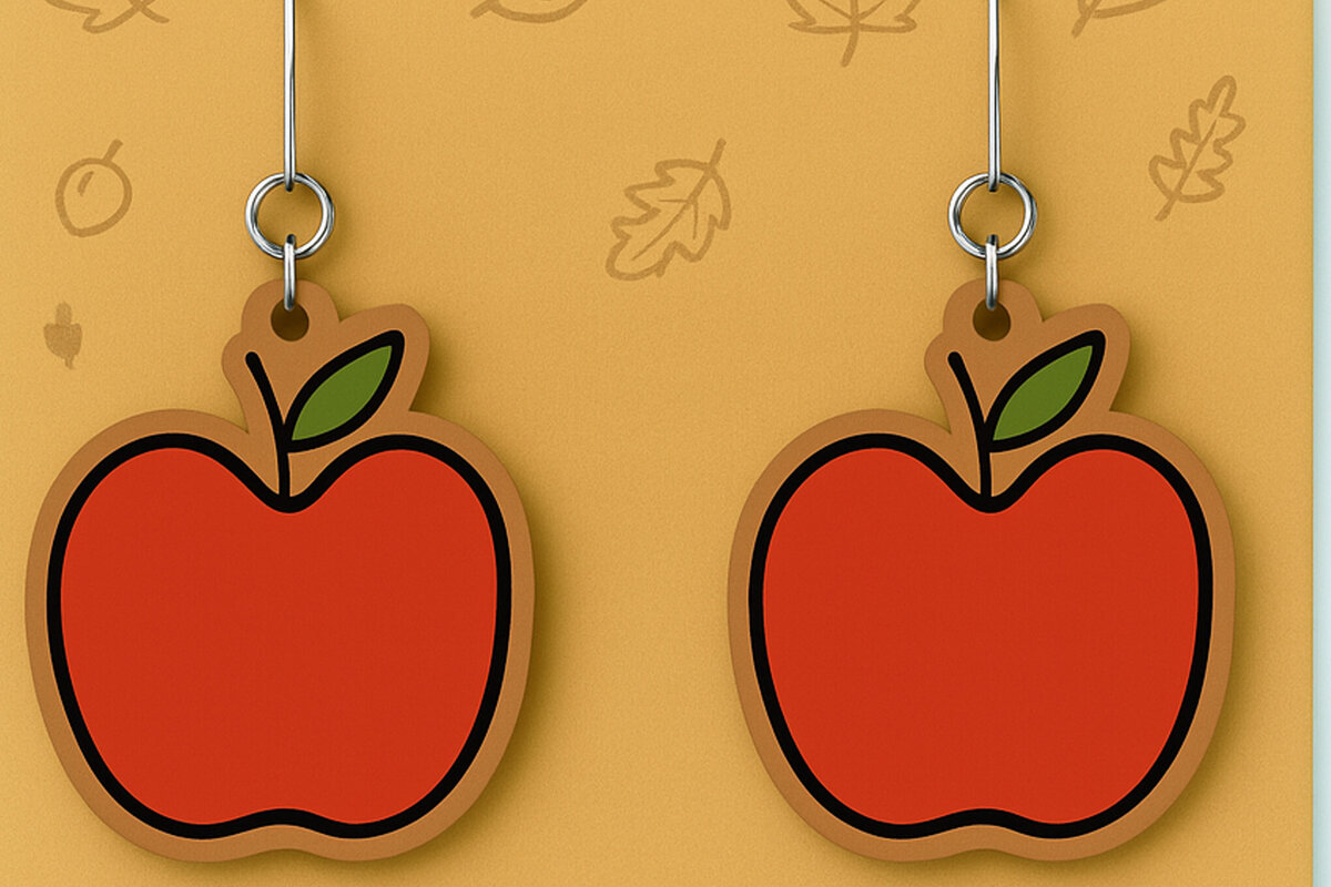 Σετ των 3 Intra απο ξύλο plywood 3mm-4mm πάχος Φθινοπωρινά σκουλαρίκια Apple Cut Δίασταση 2x2 cm INTRAFABR-125298181