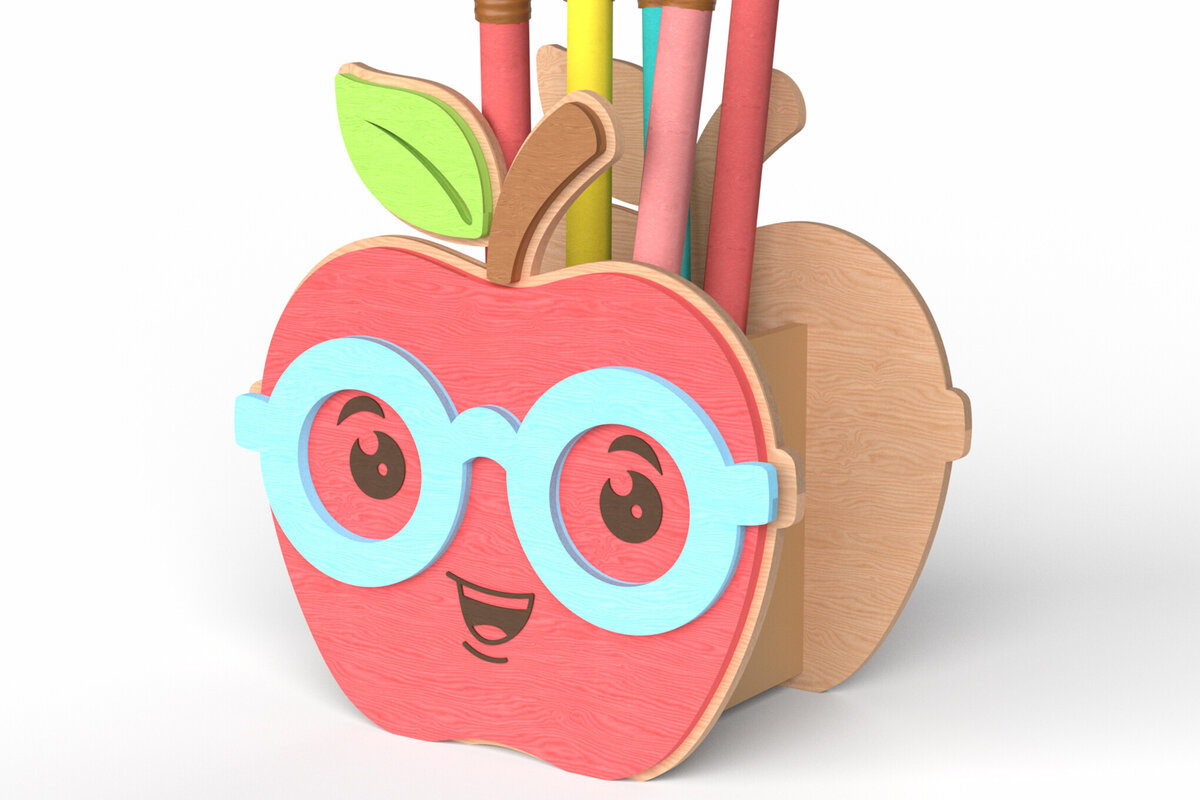 Intra απο ξύλο plywood 3mm-4mm πάχος Apple Pencil Holder – Δώρο δασκάλου Δίασταση 30x20 cm INTRAFABR-118999317