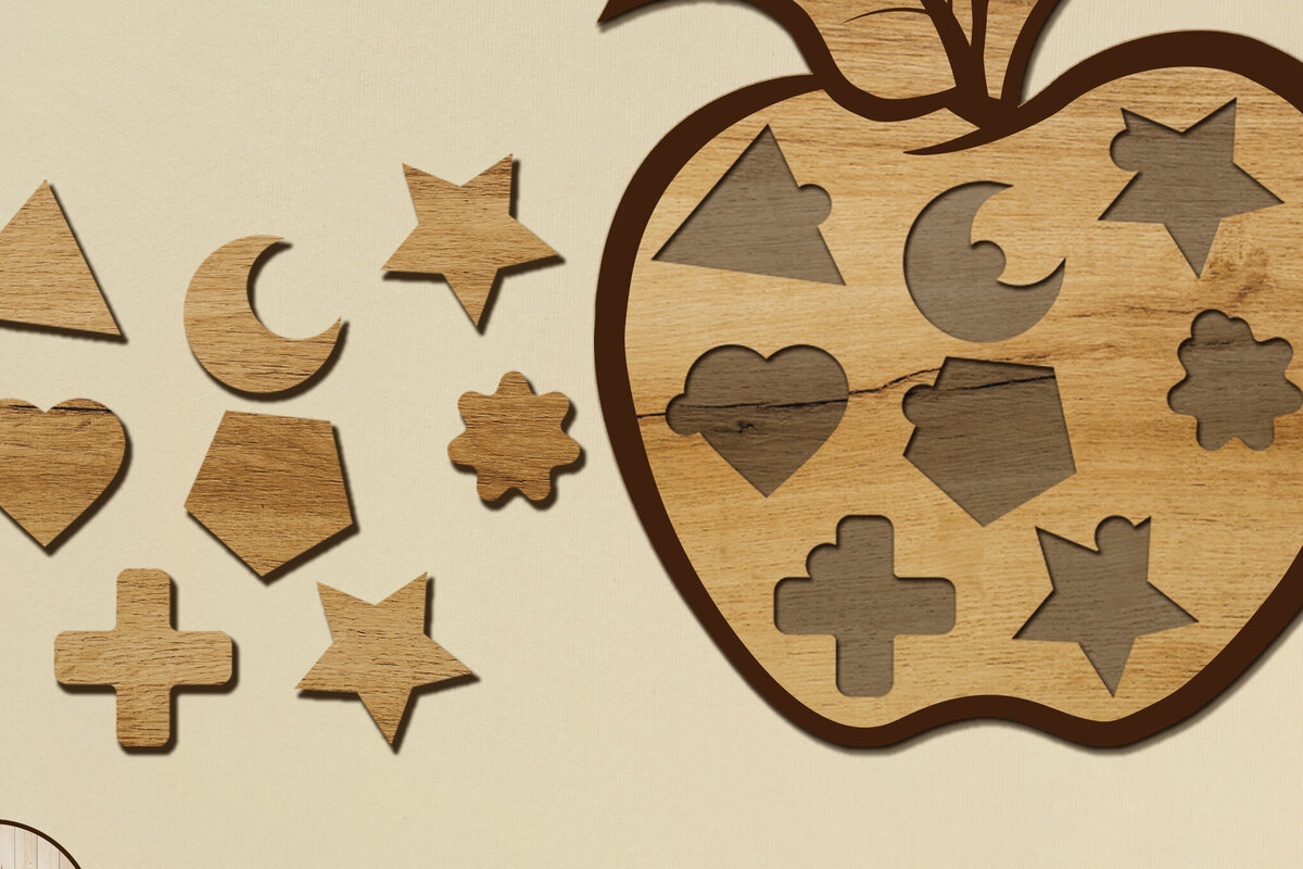 Intra απο ξύλο plywood 3mm-4mm πάχος Apple Shape Puzzle για παιδιά, κομμένο Δίασταση 30x20 cm INTRAFABR-88212850