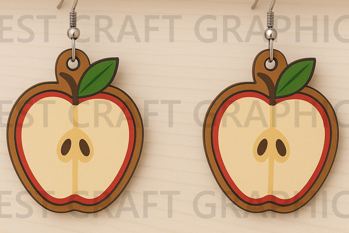 Σετ των 3 Intra απο ξύλο plywood 3mm-4mm πάχος για Apple Slice Earrings Δίασταση 3x3 cm INTRAFABR-123671484