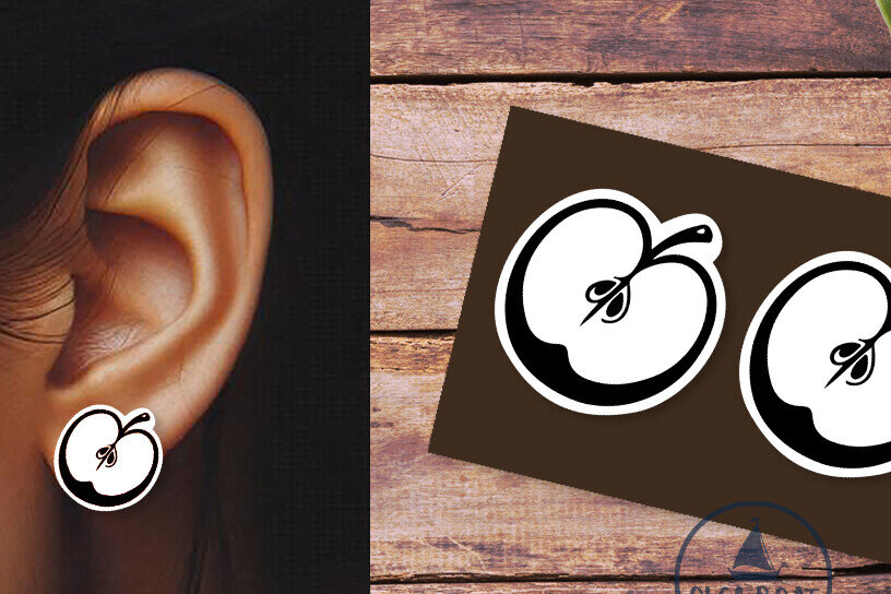 Σετ των 3 Intra απο ξύλο plywood 3mm-4mm πάχος Apple Summer Earrings Teacher  Δίασταση 3x3 cm INTRAFABR-120167147