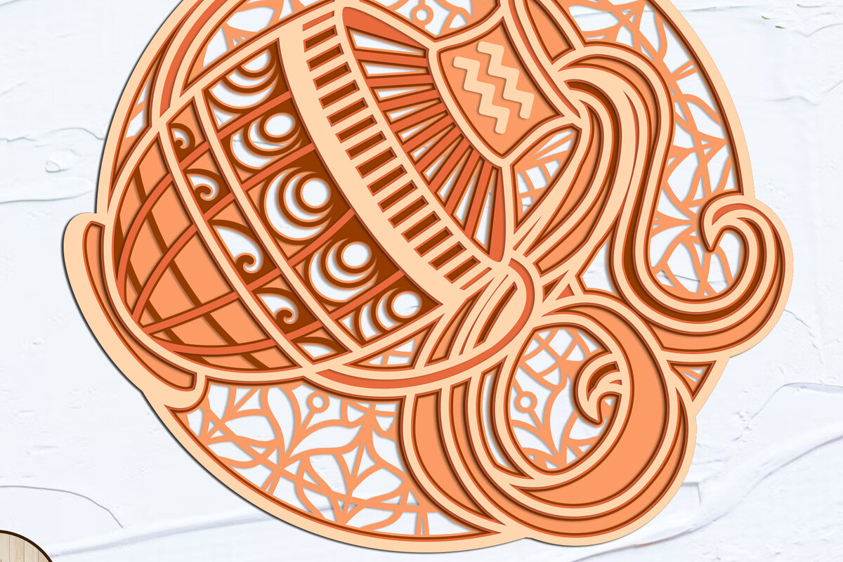 Intra απο ξύλο plywood 3mm-4mm πάχος Διακοσμητικός πίνακας τοίχου Aquarius Zodiac Δίασταση 40x40 cm INTRAFABR-99852657