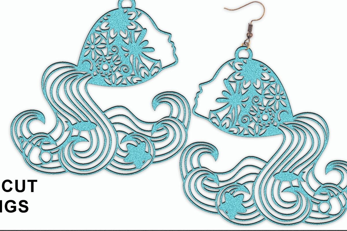 Σετ των 3 Intra απο ξύλο plywood 3mm-4mm πάχος Aquarius Earrings File Cut  Δίασταση 3x3 cm INTRAFABR-31132041