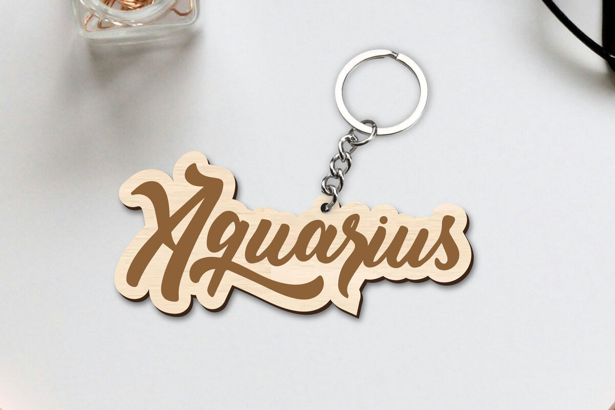 Intra απο ξύλο plywood 3mm-4mm πάχος Aquarius Zodiac Key Chain Δίασταση 30x20 cm INTRAFABR-96829989