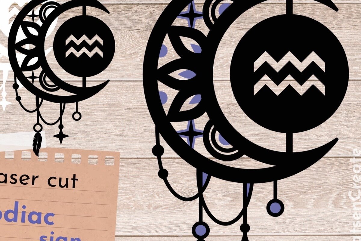 Intra απο ξύλο plywood 3mm-4mm πάχος Ζώδιο Υδροχόος, Dream Catcher Δίασταση 30x20 cm INTRAFABR-66840327