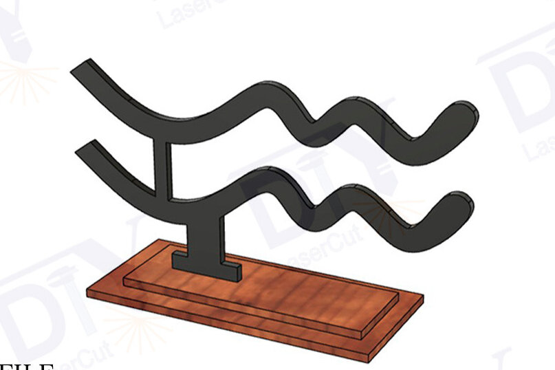 Σετ των 3 Intra απο ξύλο plywood 3mm-4mm πάχος Ζώδια Υδροχόος με Stand Δίασταση 3x3 cm INTRAFABR-111560054