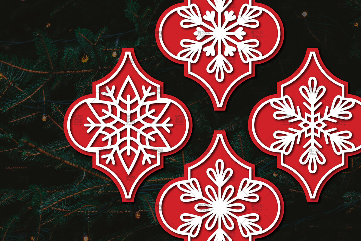 Σετ των 3 Intra απο ξύλο plywood 3mm-4mm πάχος Arabesque Χριστουγεννιάτικο Στολίδι 4.3x3.6 Δίασταση 3x3 cm INTRAFABR-107098625