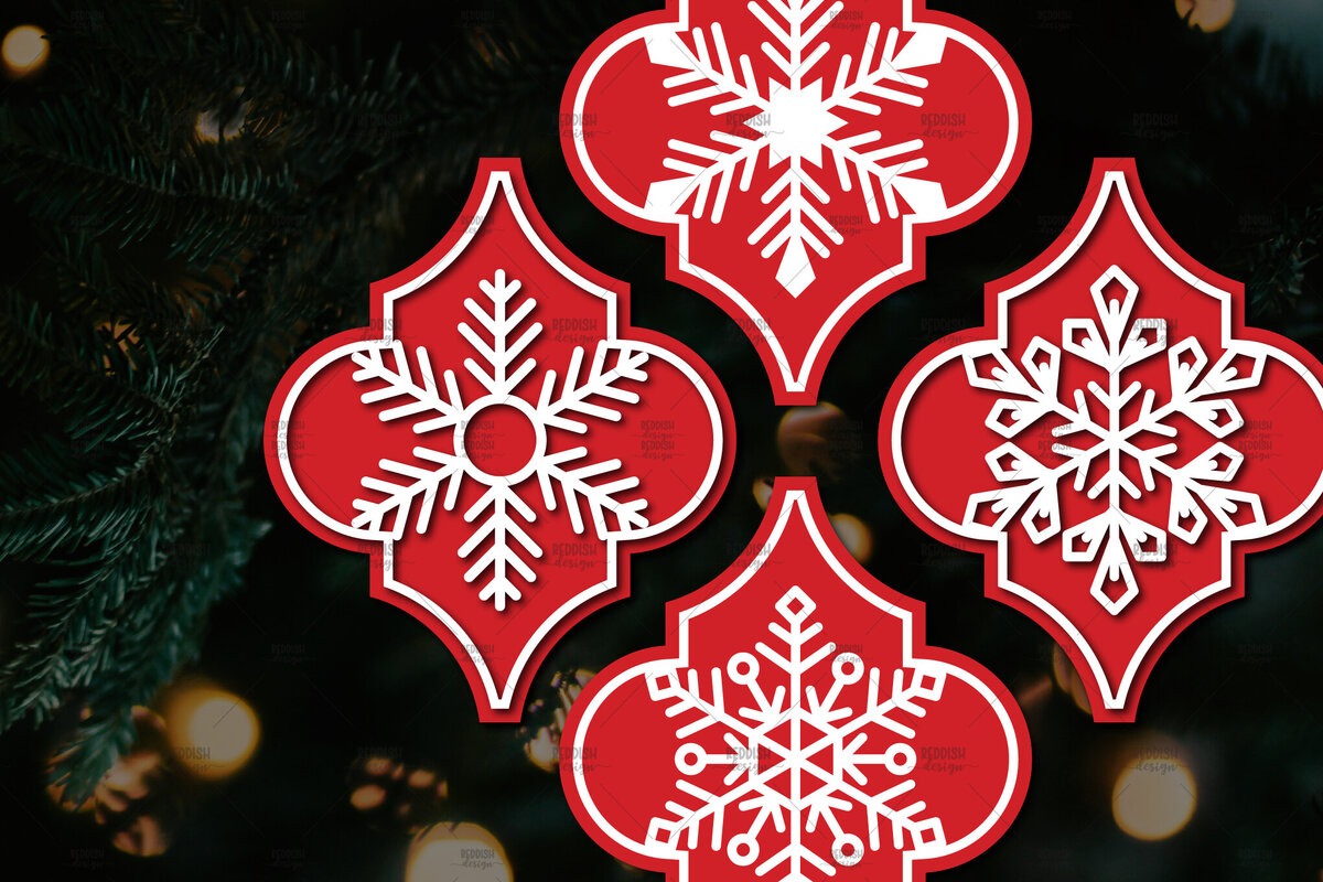 Σετ των 3 Intra απο ξύλο plywood 3mm-4mm πάχος Arabesque Χριστουγεννιάτικο Στολίδι 4.3x3.6 Δίασταση 3x3 cm INTRAFABR-107098672