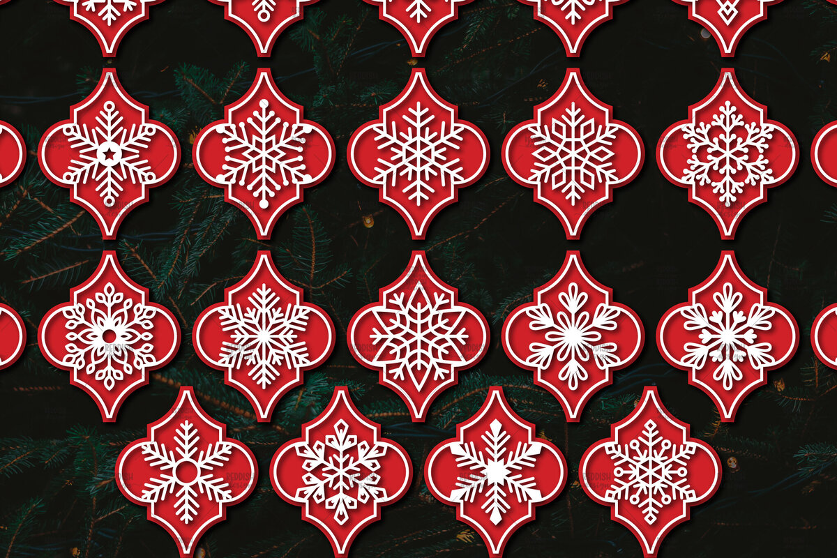 Σετ των 3 Intra απο ξύλο plywood 3mm-4mm πάχος Arabesque Χριστουγεννιάτικο Στολίδι 4.3x3.6 Δίασταση 3x3 cm INTRAFABR-107099019