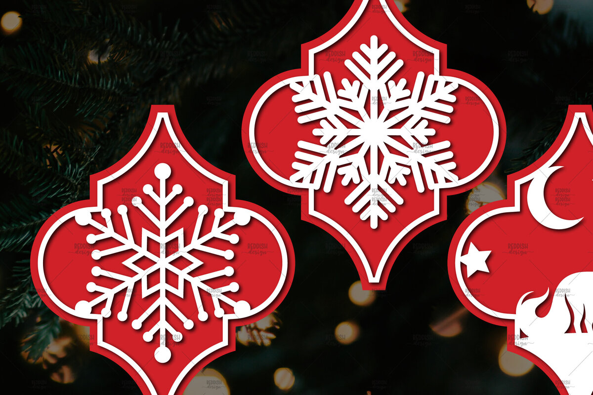 Σετ των 3 Intra απο ξύλο plywood 3mm-4mm πάχος Arabesque Χριστουγεννιάτικο Στολίδι 4.3x3.6 Δίασταση 3x3 cm INTRAFABR-106944403