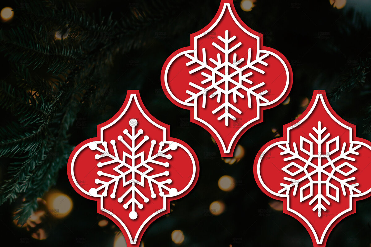 Σετ των 3 Intra απο ξύλο plywood 3mm-4mm πάχος Arabesque Χριστουγεννιάτικο Στολίδι 4.3x3.6 Δίασταση 3x3 cm INTRAFABR-107098489