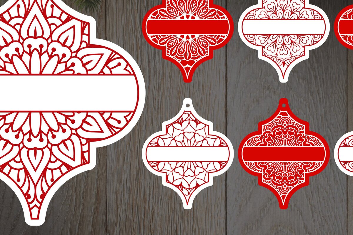 Σετ των 2 Intra απο ξύλο plywood 3mm-4mm πάχος Arabesque Christmas 1 Δίασταση 15x15 cm INTRAFABR-37785736