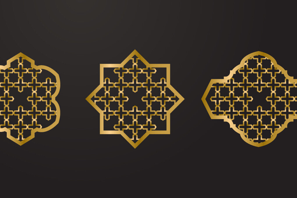 Σετ των 3 Intra απο ξύλο plywood 3mm-4mm πάχος Αραβικό παράθυρο με παραδοσιακό στολίδι Δίασταση 8x8 cm INTRAFABR-81013350