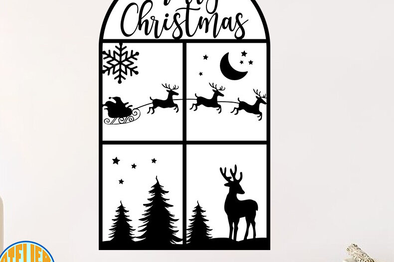 Σετ των 3 Intra απο ξύλο plywood 3mm-4mm πάχος Arch Mirror Merry Christmas  Δίασταση 6x6 cm INTRAFABR-84864141