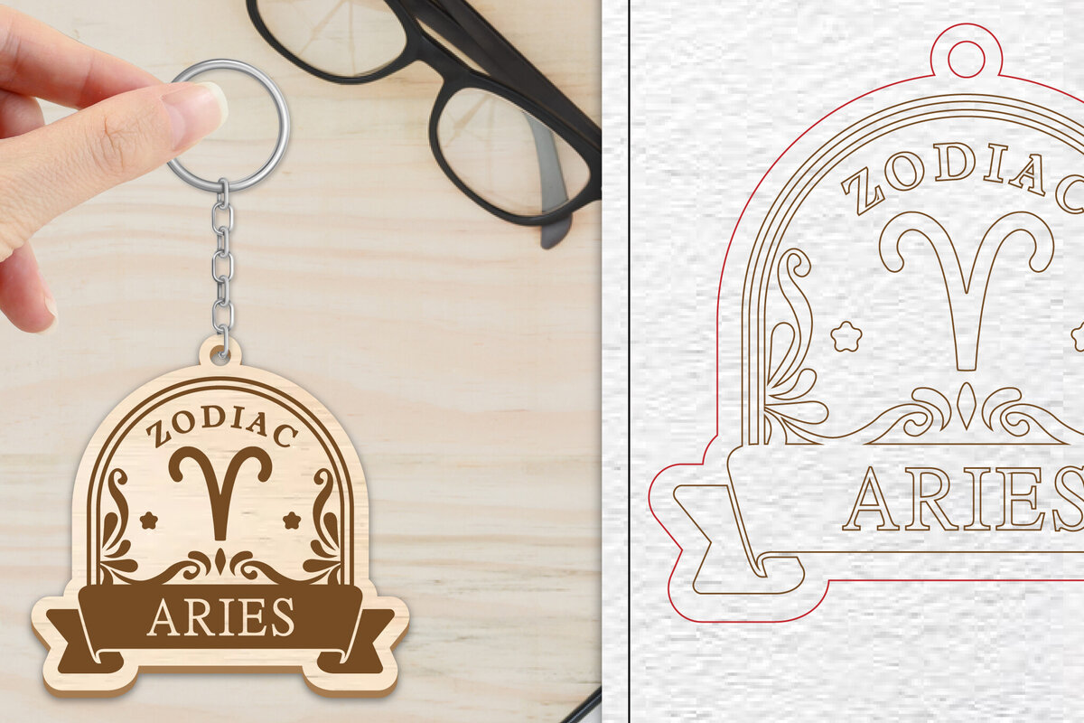 Σετ των 3 Intra απο ξύλο plywood 3mm-4mm πάχος Κοπή  Μπρελόκ Κριού | Ζώδιο Δίασταση 6x6 cm INTRAFABR-102167760