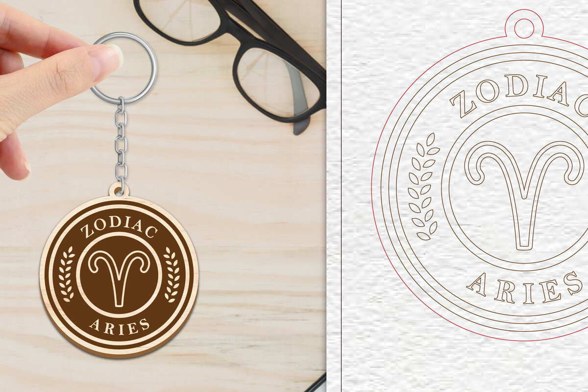 Σετ των 3 Intra απο ξύλο plywood 3mm-4mm πάχος Κοπή  Μπρελόκ Κριού | Ζώδιο Δίασταση 6x6 cm INTRAFABR-102217346