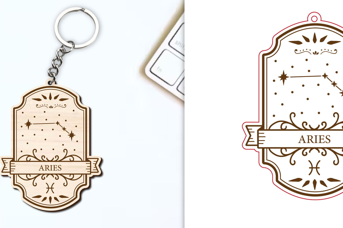 Σετ των 3 Intra απο ξύλο plywood 3mm-4mm πάχος Κοπή  Μπρελόκ Κριού | Ζώδιο Δίασταση 6x6 cm INTRAFABR-98419199