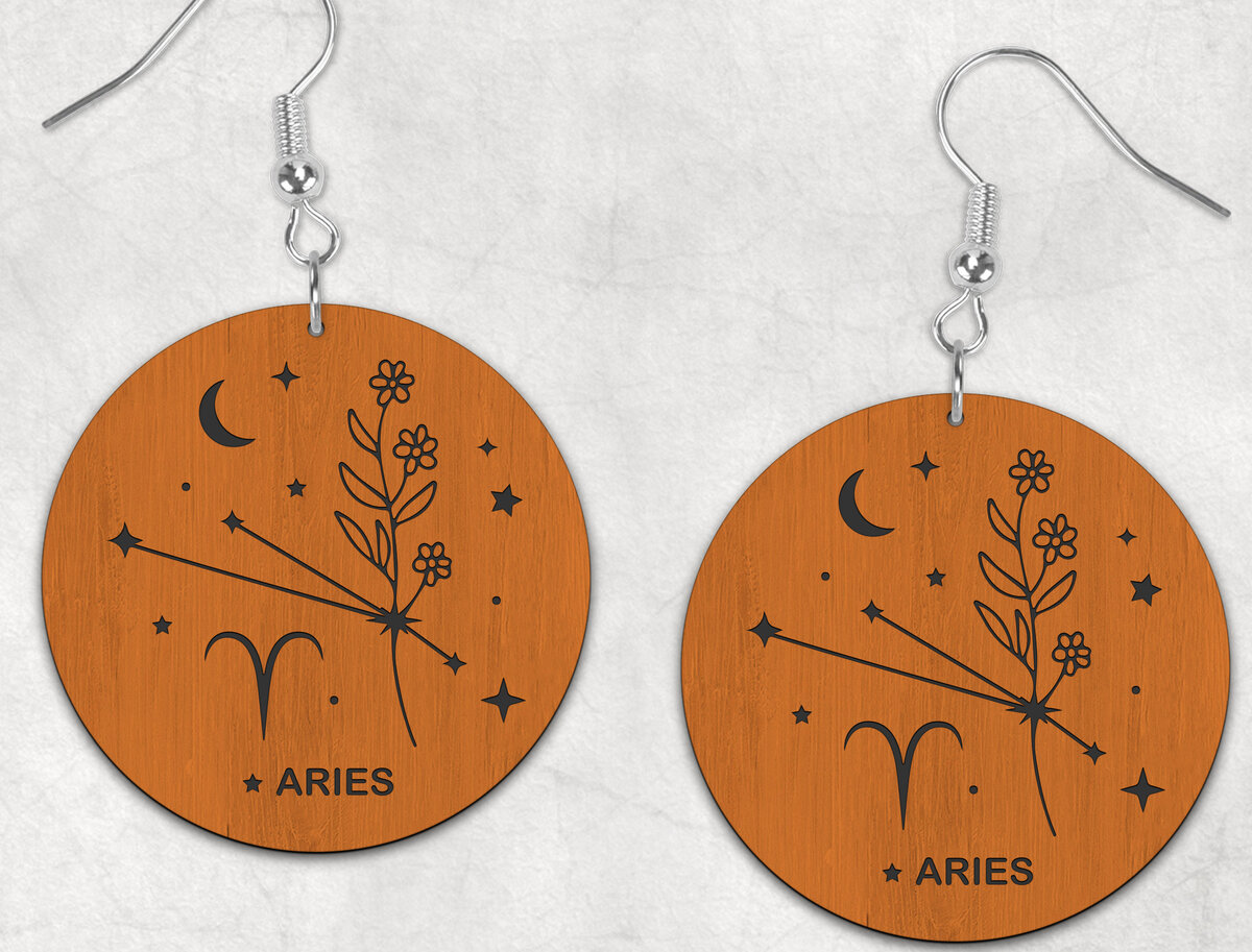 Σετ των 3 Intra απο ξύλο plywood 3mm-4mm πάχος Σκουλαρίκια Aries Zodiac Boho Δίασταση 2x2 cm INTRAFABR-28510402