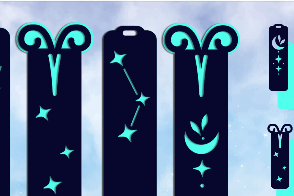 Σετ των 3 Intra απο ξύλο plywood 3mm-4mm πάχος Κριός Zodiac Bookmarks , Δίασταση 2x7 cm INTRAFABR-117113057