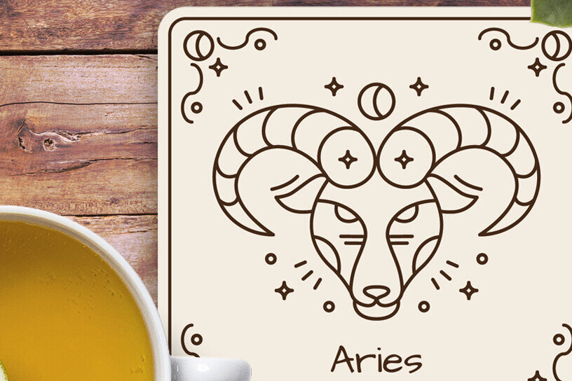 Σετ των 2 Intra απο ξύλο plywood 3mm-4mm πάχος Aries Zodiac Coasters Χαρακτική με λέιζερ Δίασταση 30x20 cm INTRAFABR-122528757