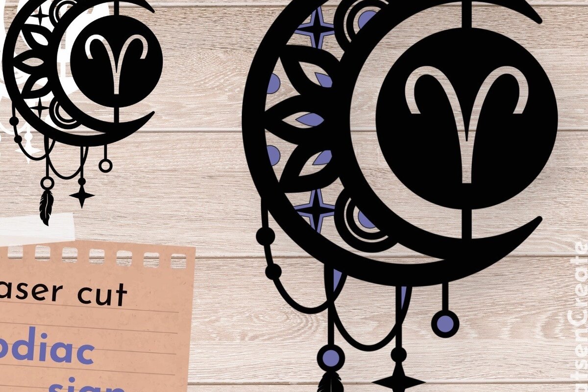 Intra απο ξύλο plywood 3mm-4mm πάχος Ζώδιο Κριός, Dream Catcher Δίασταση 30x20 cm INTRAFABR-66341446