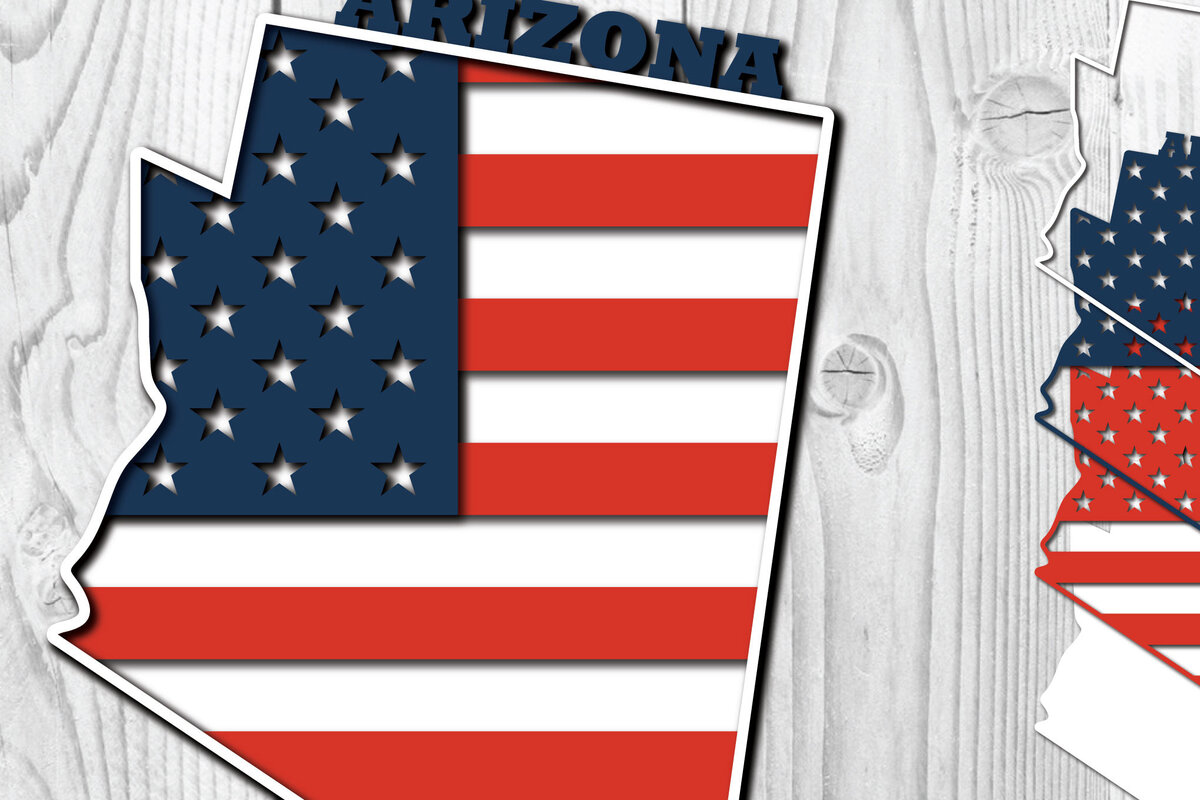 Σετ των 2 Intra απο ξύλο plywood 3mm-4mm πάχος Arizona USA 3d Flag Paper cut Δίασταση 1200x1200 cm INTRAFABR-65211664