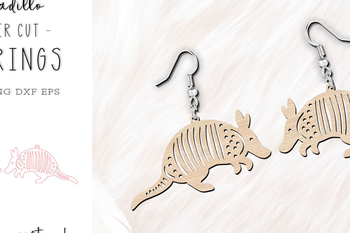 Σετ των 3 Intra απο ξύλο plywood 3mm-4mm πάχος κοπής με λέιζερ Armadillo Animal Earrings Δίασταση 1x2 cm INTRAFABR-120859021