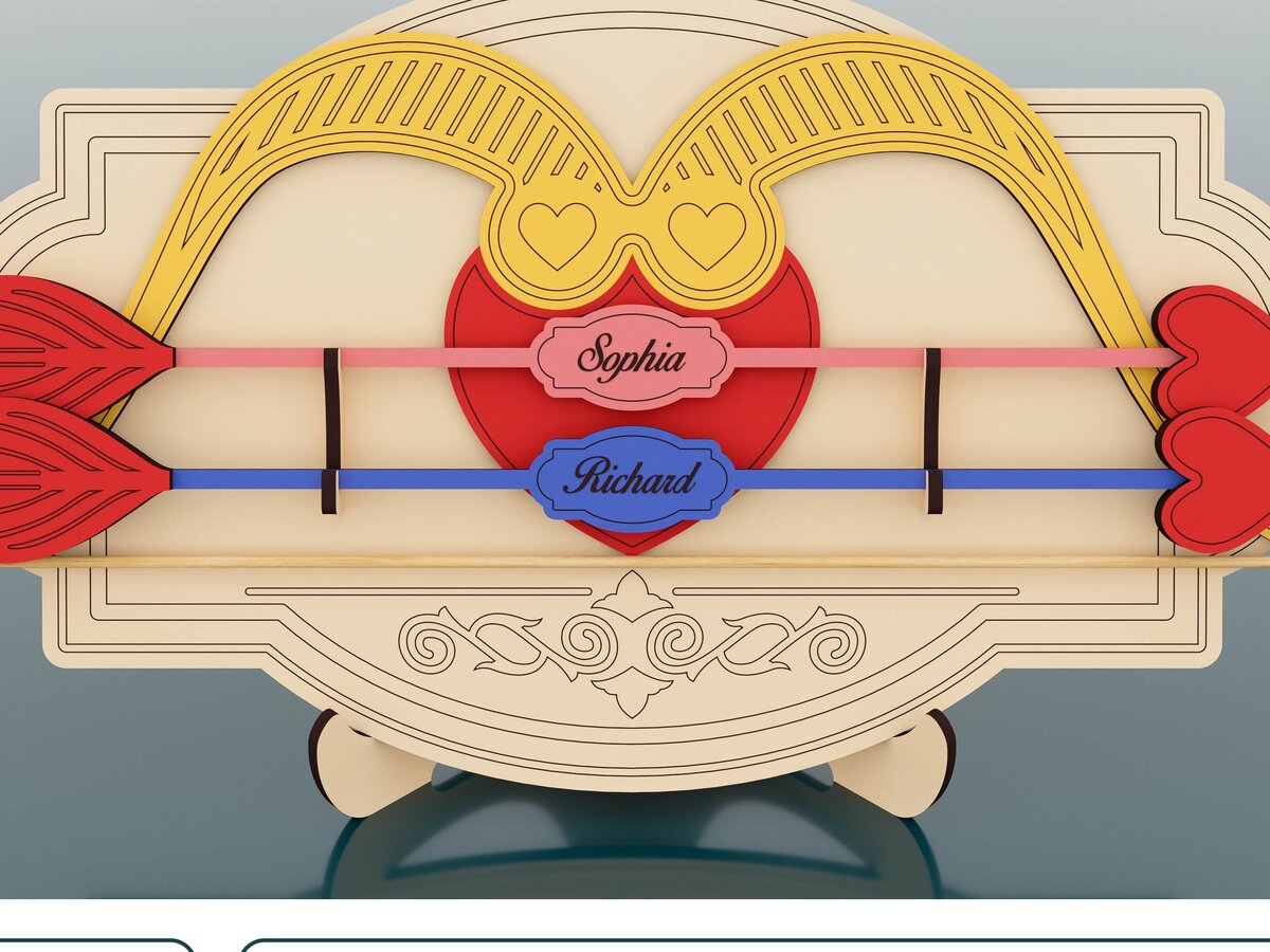 Σετ των 2 Intra απο ξύλο plywood 3mm-4mm πάχος Cut  Arrow & Bow Δίασταση 15x15 cm INTRAFABR-61174417