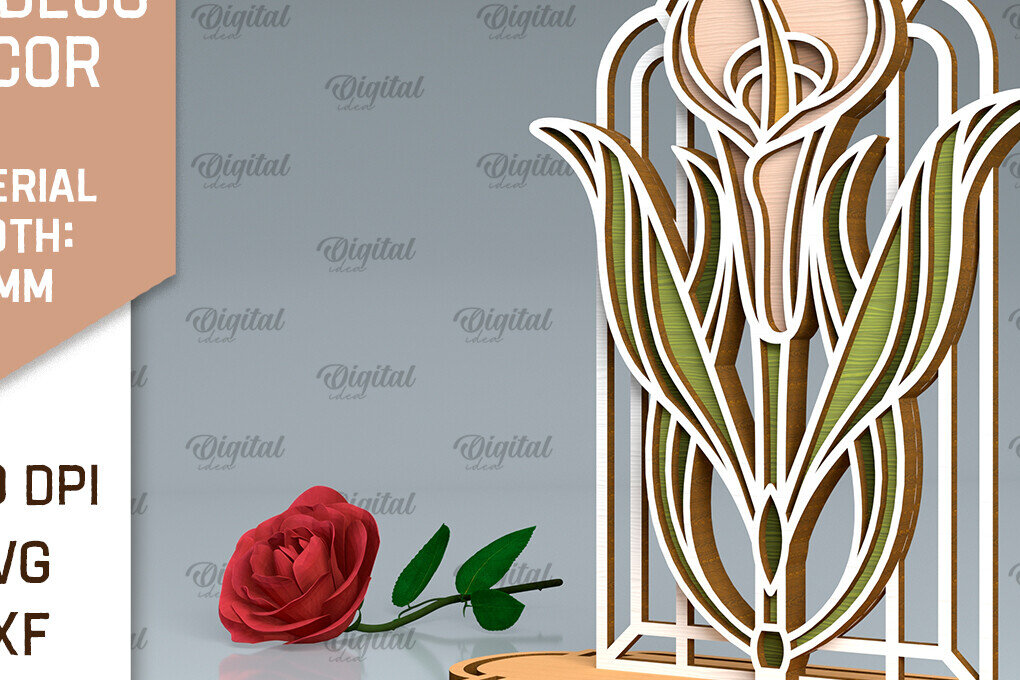 Intra απο ξύλο plywood 3mm-4mm πάχος Art Deco Calla Lily Flower Cut  Δίασταση 30x20 cm INTRAFABR-99873348