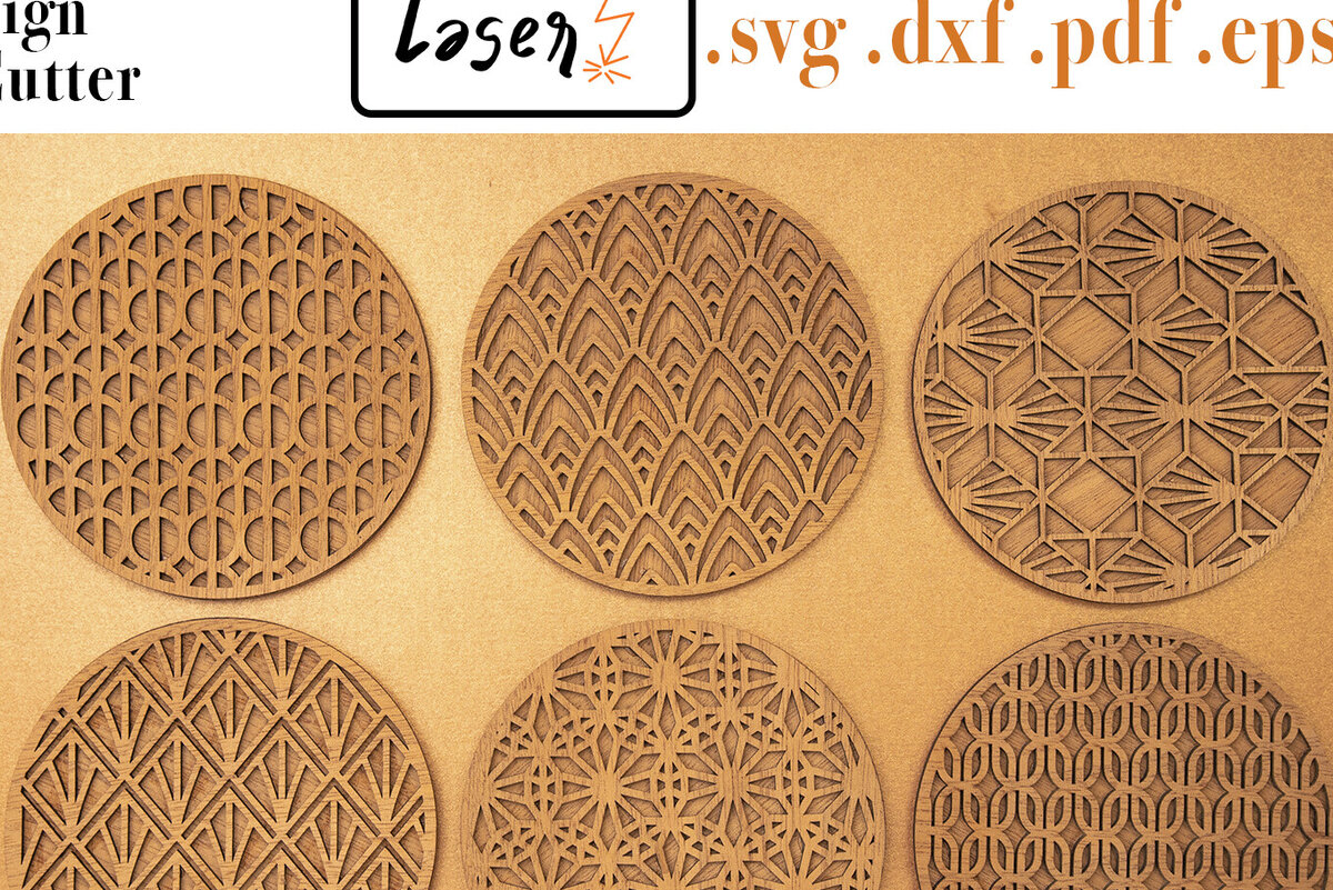 Intra απο ξύλο plywood 3mm-4mm πάχος Art Decò Coasters 2 για Δίασταση 30x20 cm INTRAFABR-101090023