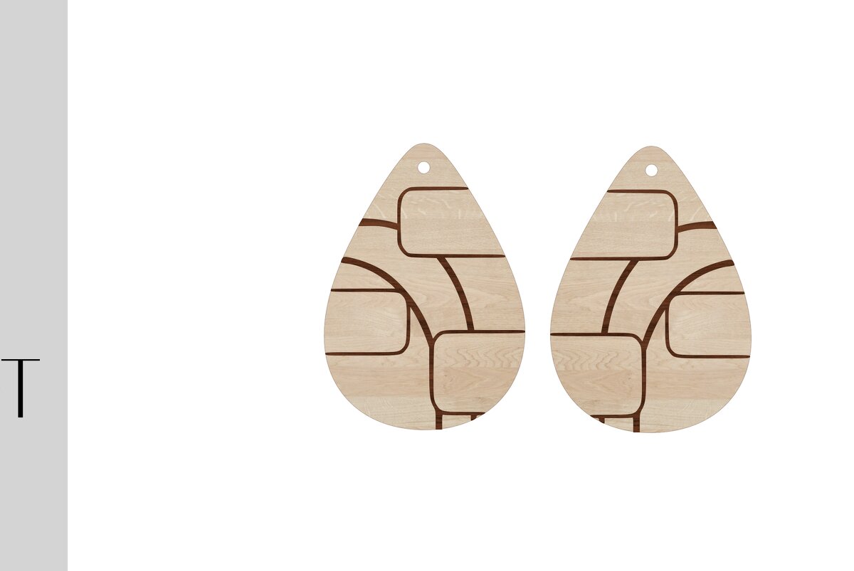 Σετ των 3 Intra απο ξύλο plywood 3mm-4mm πάχος Σκουλαρίκια Art Deco Δίασταση 1x1 cm INTRAFABR-36089065