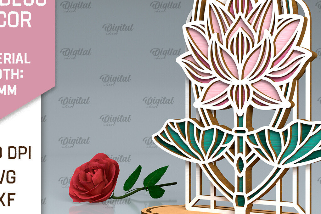 Intra απο ξύλο plywood 3mm-4mm πάχος Art Deco Lotus Flower Δίασταση 30x20 cm INTRAFABR-99873387