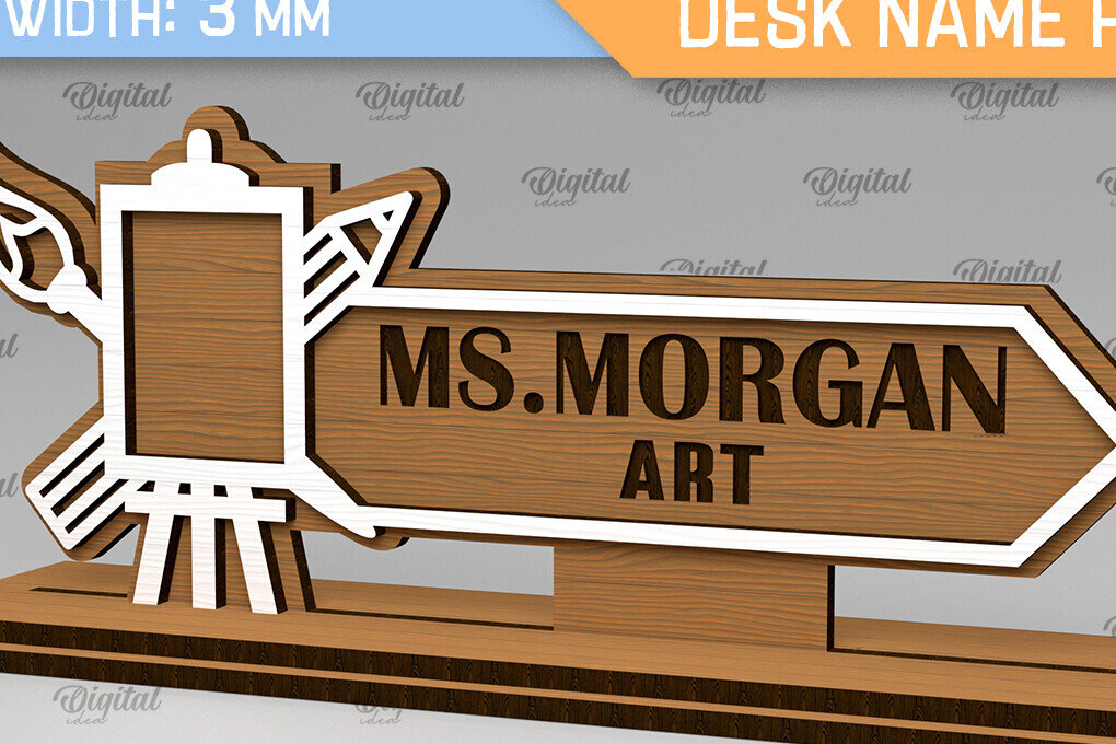 Σετ των 2 Intra απο ξύλο plywood 3mm-4mm πάχος Γραφείο Δασκάλου Τέχνης Ονοματεπώνυμο πιάτο με λέιζερ Δίασταση 30x20 cm INTRAFABR-103440170