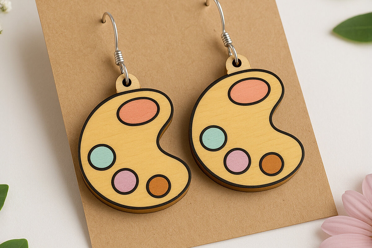 Σετ των 3 Intra απο ξύλο plywood 3mm-4mm πάχος Σκουλαρίκια παλέτα καλλιτεχνών Δίασταση 3x3 cm INTRAFABR-125312990