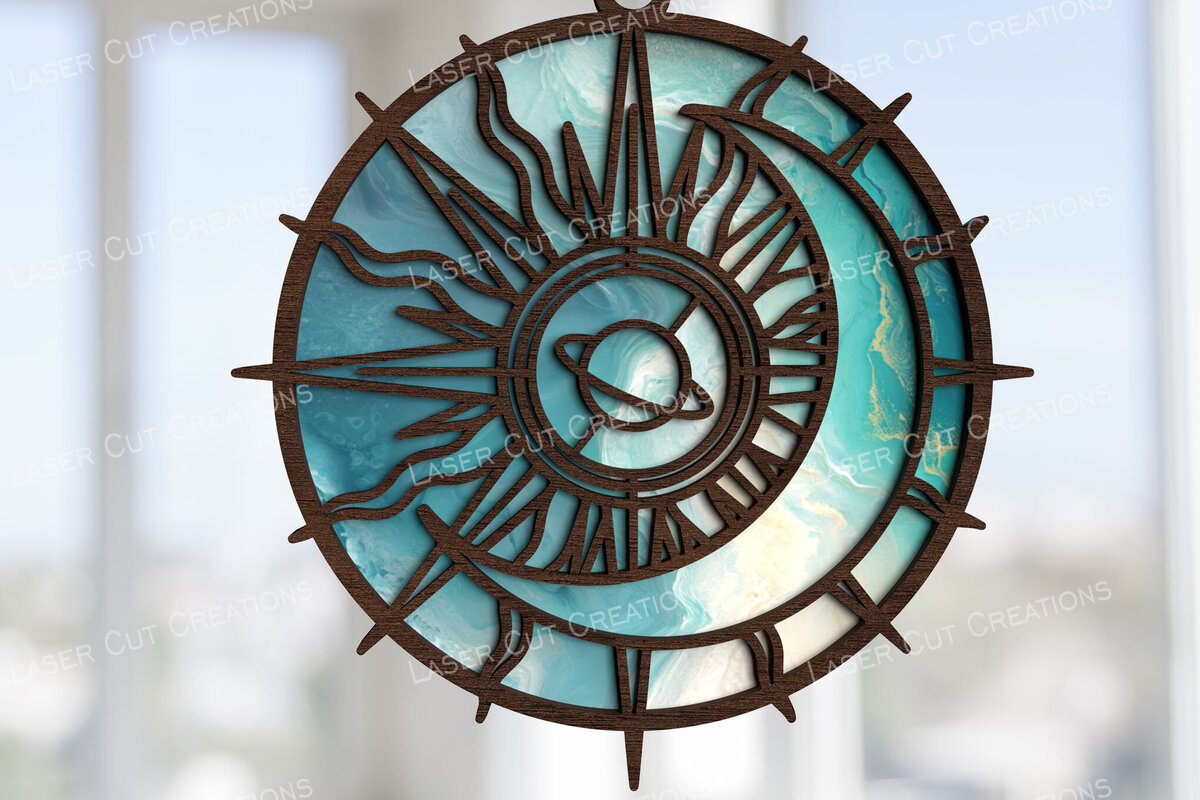 Intra απο ξύλο plywood 3mm-4mm πάχος Astro Sun Moon Suncatcher Δίασταση 30x20 cm INTRAFABR-123180319