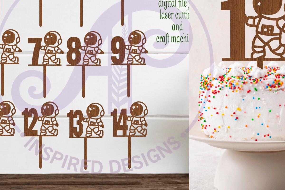 Intra απο ξύλο plywood 3mm-4mm πάχος Astronaut Number Cake , 15 σχέδιο Δίασταση 30x20 cm INTRAFABR-117593868