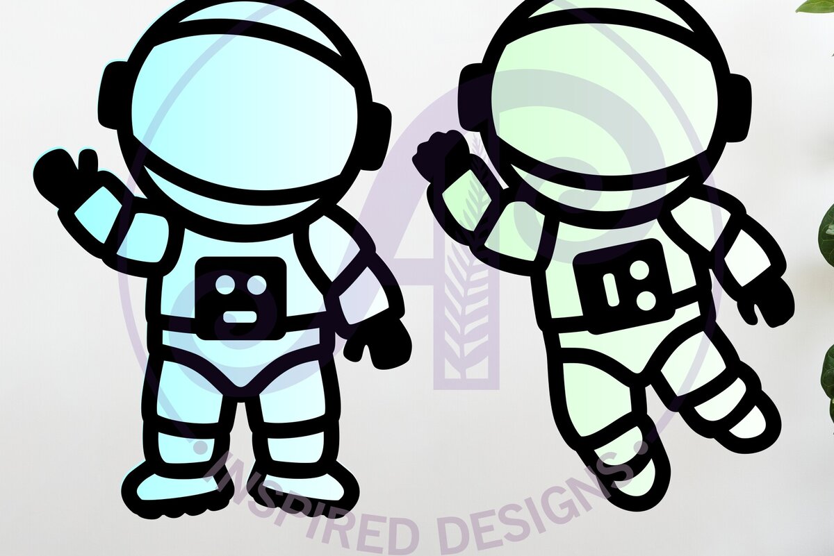 Σετ των 2 Intra απο ξύλο plywood 3mm-4mm πάχος Astronaut Περίγραμμα Σχέδια Κοπή δύο στρώσεων Δίασταση 14x14 cm INTRAFABR-117507055