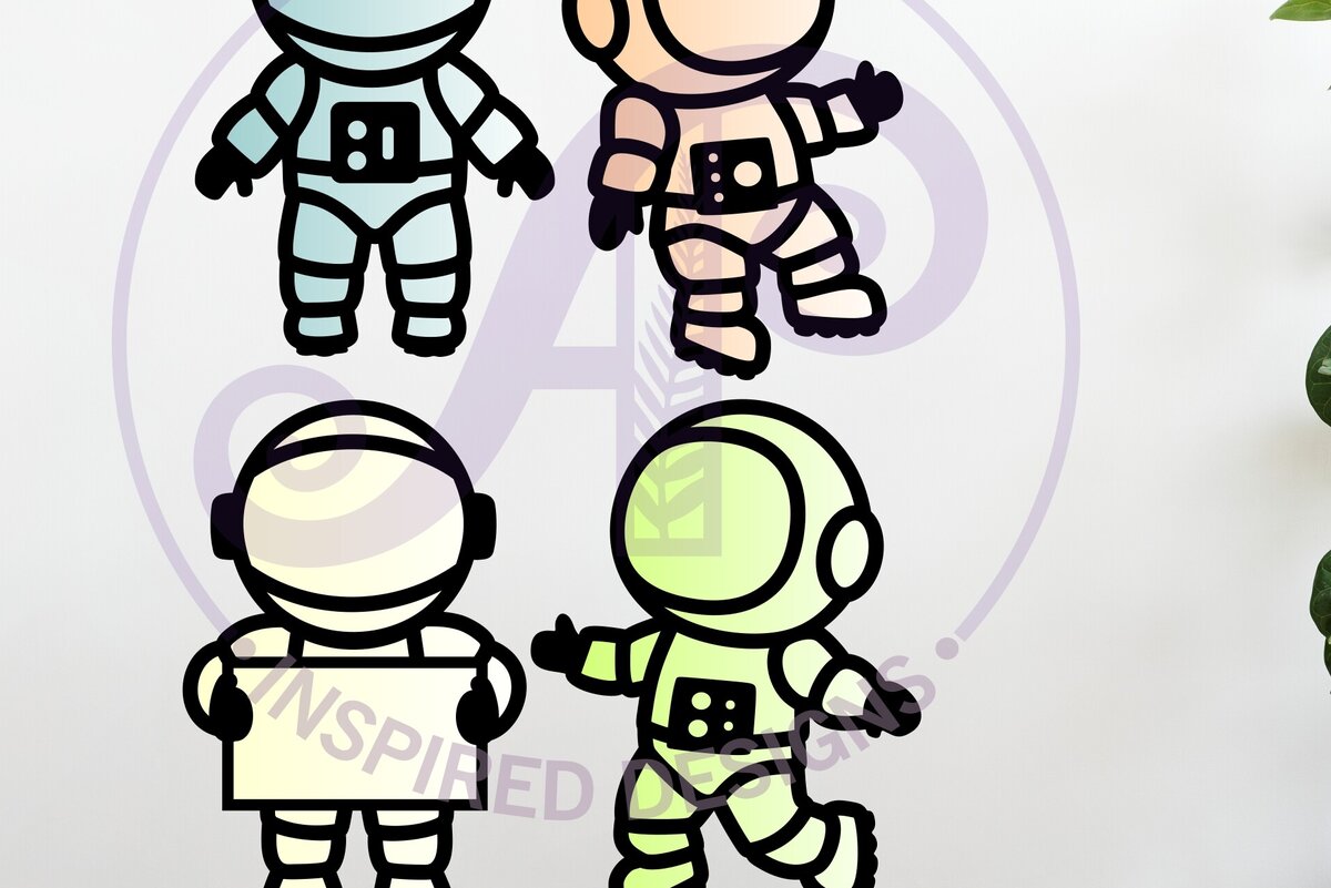 Σετ των 2 Intra απο ξύλο plywood 3mm-4mm πάχος Astronaut Περίγραμμα Σχέδια Κοπή δύο στρώσεων Δίασταση 14x14 cm INTRAFABR-117506996