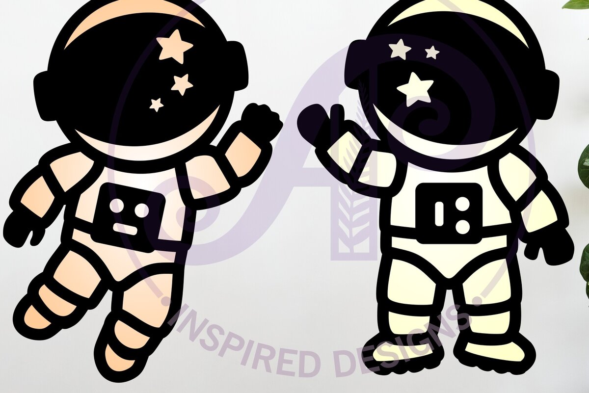 Σετ των 2 Intra απο ξύλο plywood 3mm-4mm πάχος Αστροναύτης με Star κράνος Σχέδια Δύο Δίασταση 14x14 cm INTRAFABR-117506845