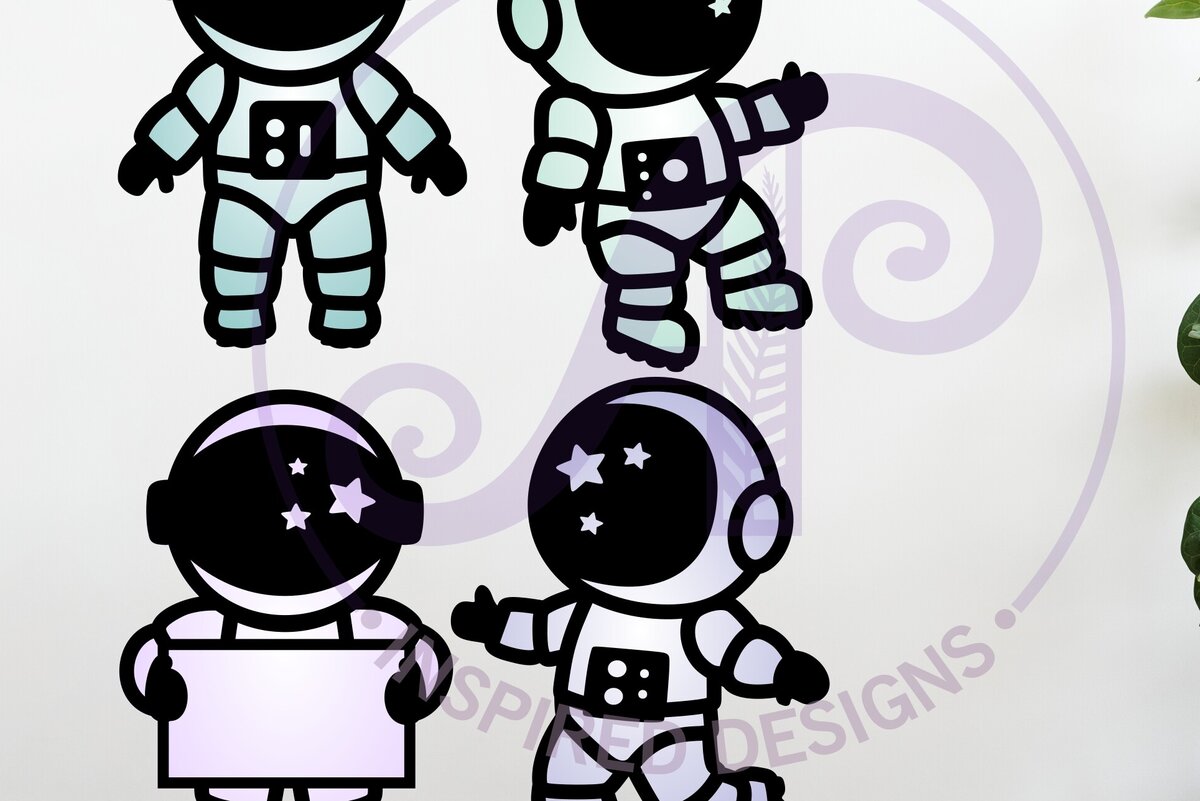 Σετ των 2 Intra απο ξύλο plywood 3mm-4mm πάχος Αστροναύτης με σχέδια κράνους αστεριών Δίασταση 14x14 cm INTRAFABR-117506879