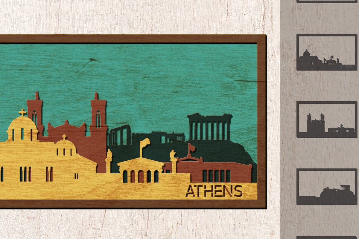 Intra απο ξύλο plywood 3mm-4mm πάχος Athens Skyline , Greece Δίασταση 30x20 cm INTRAFABR-14169199