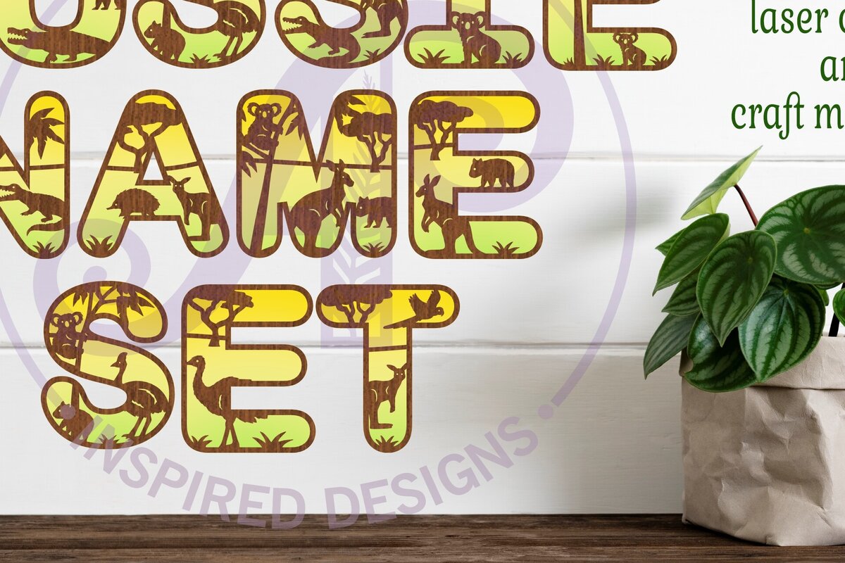 Σετ των 3 Intra απο ξύλο plywood 3mm-4mm πάχος Σύνολο αλφάβητου γραμμάτων αυστραλιανών ζώων Δίασταση 5x5 cm INTRAFABR-97686021