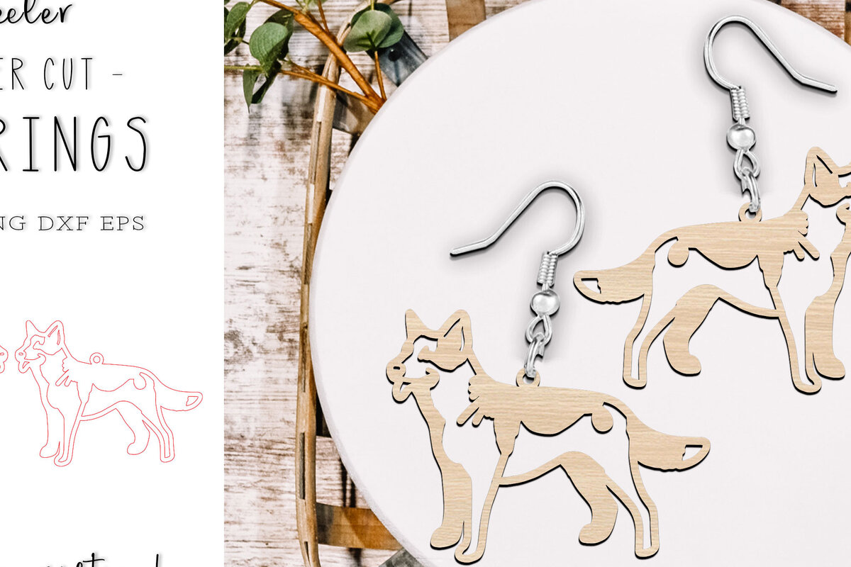 Σετ των 3 Intra απο ξύλο plywood 3mm-4mm πάχος Australian Heeler Dog Earrings Cut  Δίασταση 1x1 cm INTRAFABR-119534772