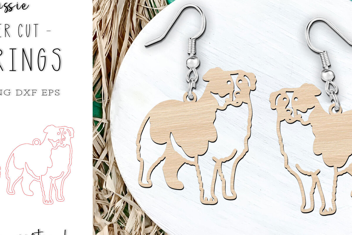 Σετ των 3 Intra απο ξύλο plywood 3mm-4mm πάχος Σκουλαρίκια Australian Shepherd Dog Δίασταση 1x1 cm INTRAFABR-119606167